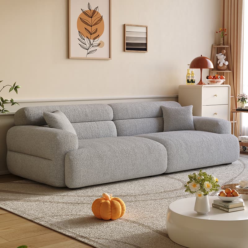 Modish Solid Color Stain Resistant Standard Sofa in Black/Light Gray/Coffee with 2 Pillows, Available in 4-seater/5 Person/3-seater thumbnail 7