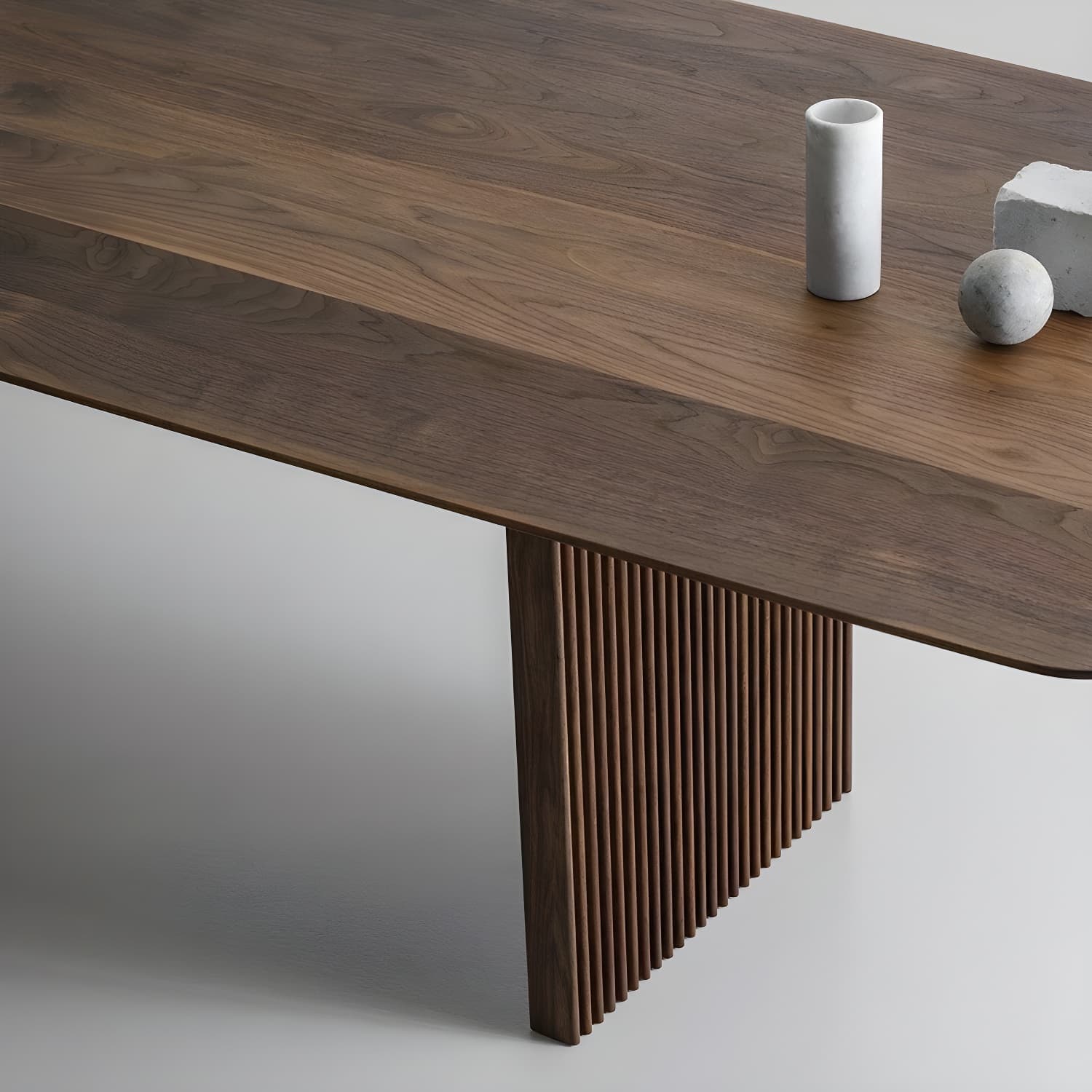 Pine Solid Wood Dining Site Table Modern Rectangle Double Pedestal Dining Table thumbnail 7