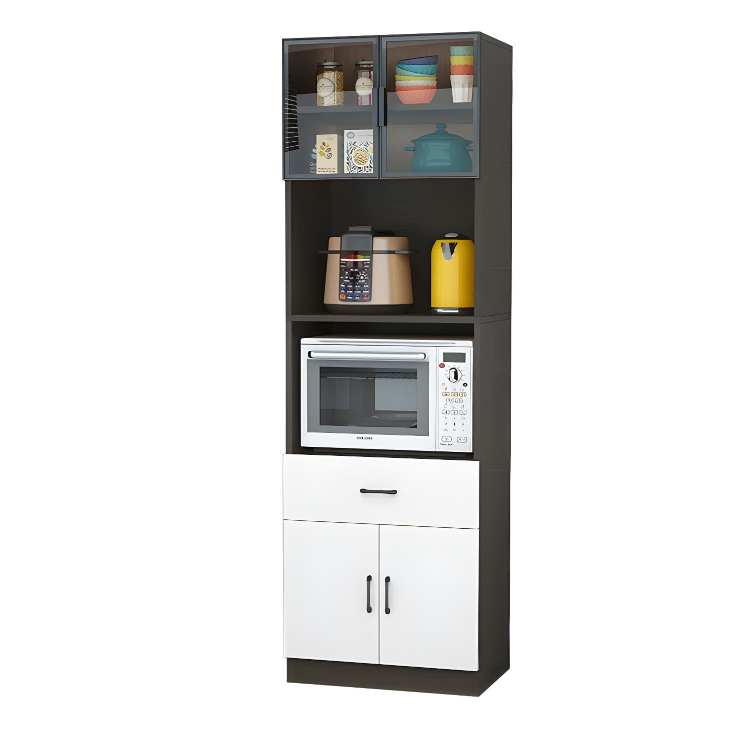 Wood Glam Server with Cabinets and Drawers - Narrow Size - Stylish and Functional thumbnail 6