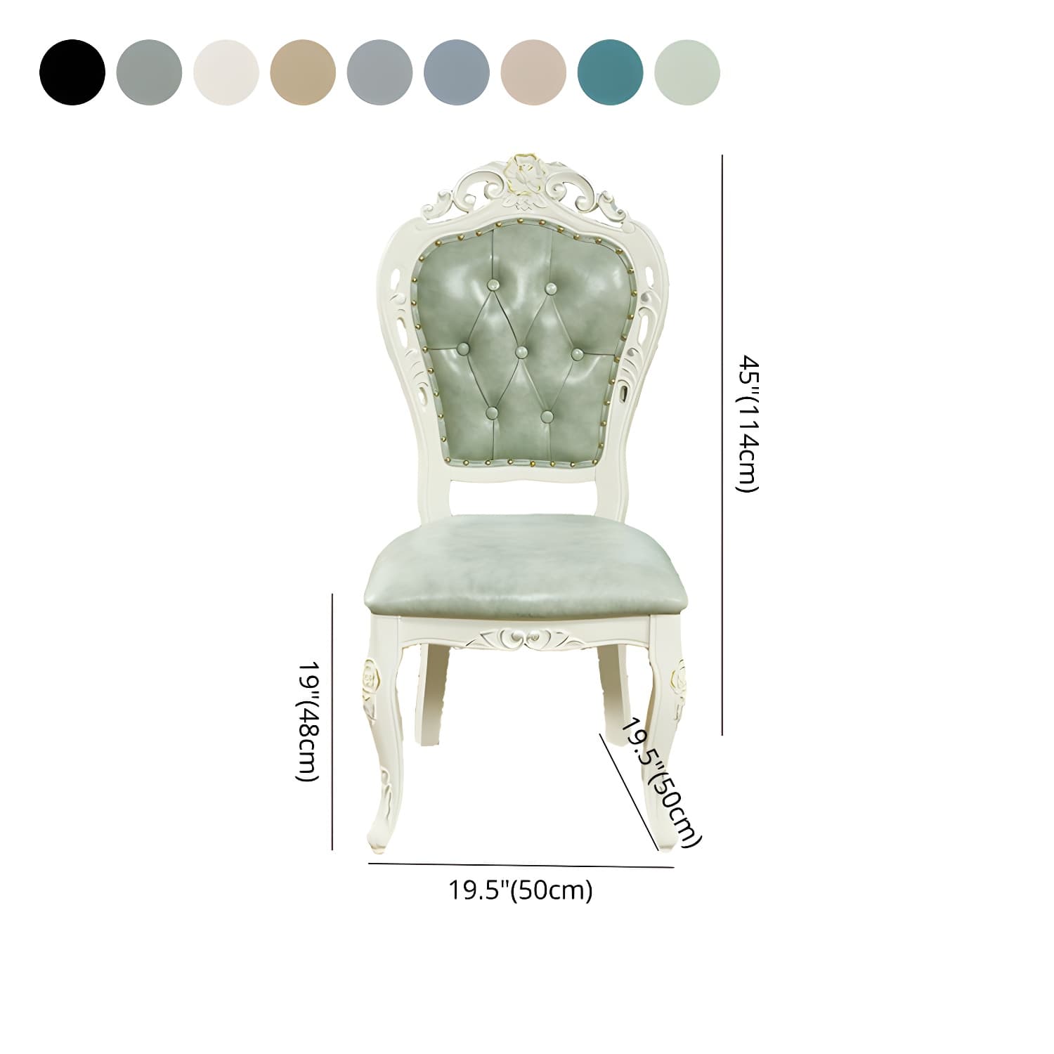 Victorian Rubberwood King Louis Back Chair Matte Finish Leather Dining Chair (Set of 2) thumbnail 18