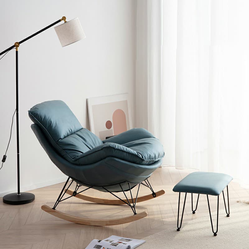 Modern Upholstered Rocking Chair Set with Slipcover and Ottoman thumbnail 4
