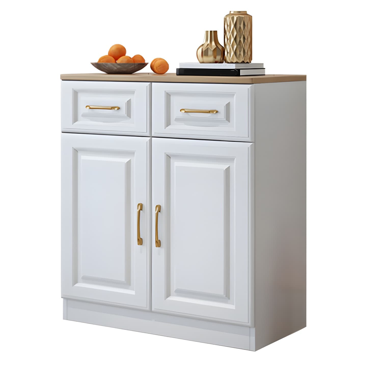 Modern Wood Buffet Sideboard with Cabinets, Drawers, and Shelves - No Distressing thumbnail 9