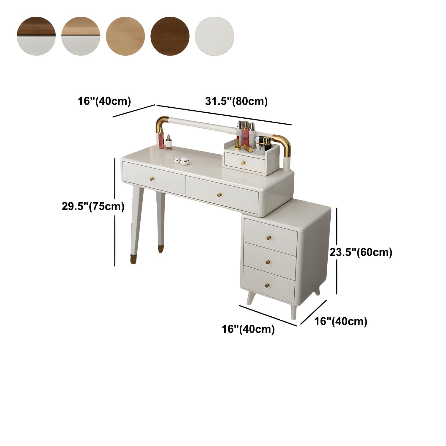 Modern Style Rubber Wood Vanity Table with 6 Drawers Dressing Table thumbnail 15
