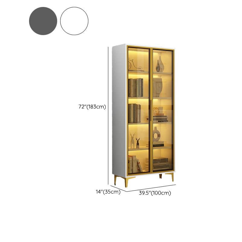 Glam Rectangle Accent Cabinet with Metal Base and Wood Countertop, Glass Doors and Lighting Included thumbnail 21