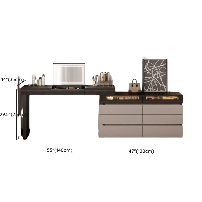 Space-saving Vanity Set with 7/11 Drawers, Lighting, Dividers, 2-in-1 Design, and Adjustable Touch Brightness thumbnail 15