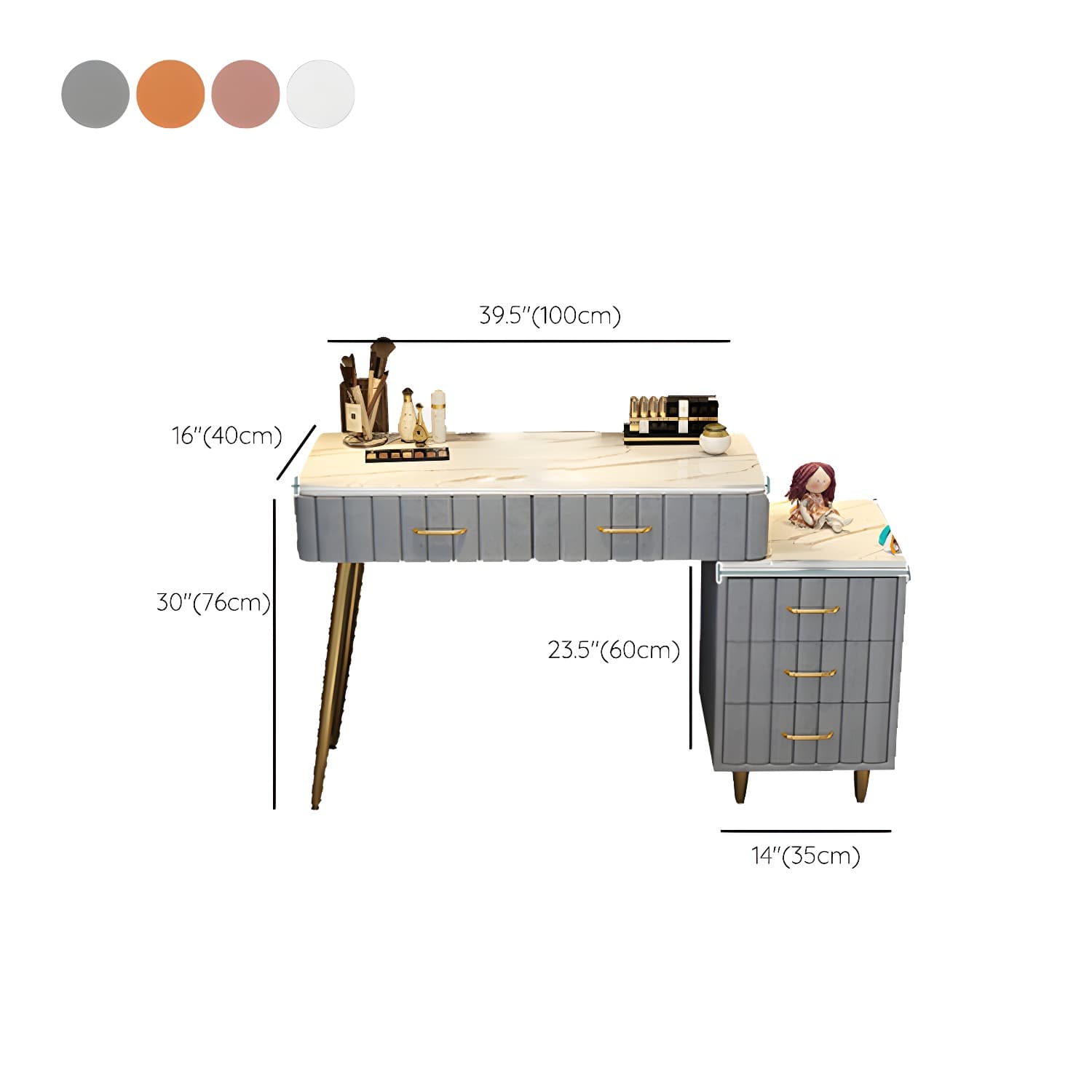 Wooden Makeup Vanity Storage Box Vanity Dressing Table for Bedroom thumbnail 17