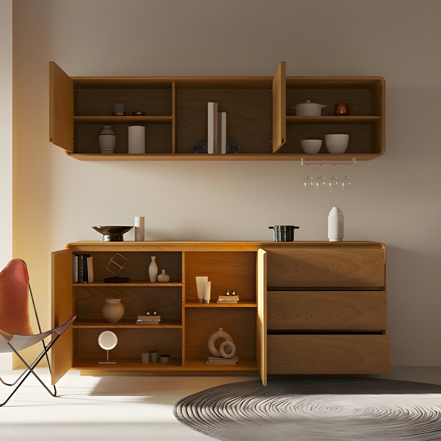 Scandinavian Wood Sideboard with 3 Drawers and 2 Doors, Overall Width 40cm, Overall Height 80cm thumbnail 8