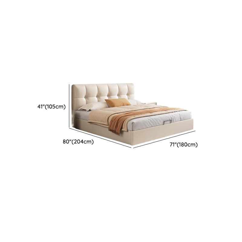 Cream Solid Color Stitch-tufted Storage Platform Bed/Storage Panel Bed with Sponge Filling Headboard Panel, 3 Storage Boxes Included/Not Included thumbnail 8