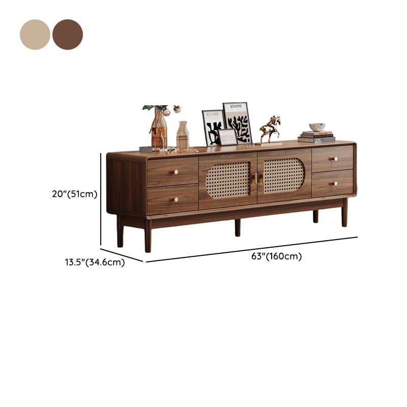 Solid+Engineered Wood TV Stand with 4 Drawers, 2 Cabinets, Cable Management, and Variable Shelf thumbnail 10