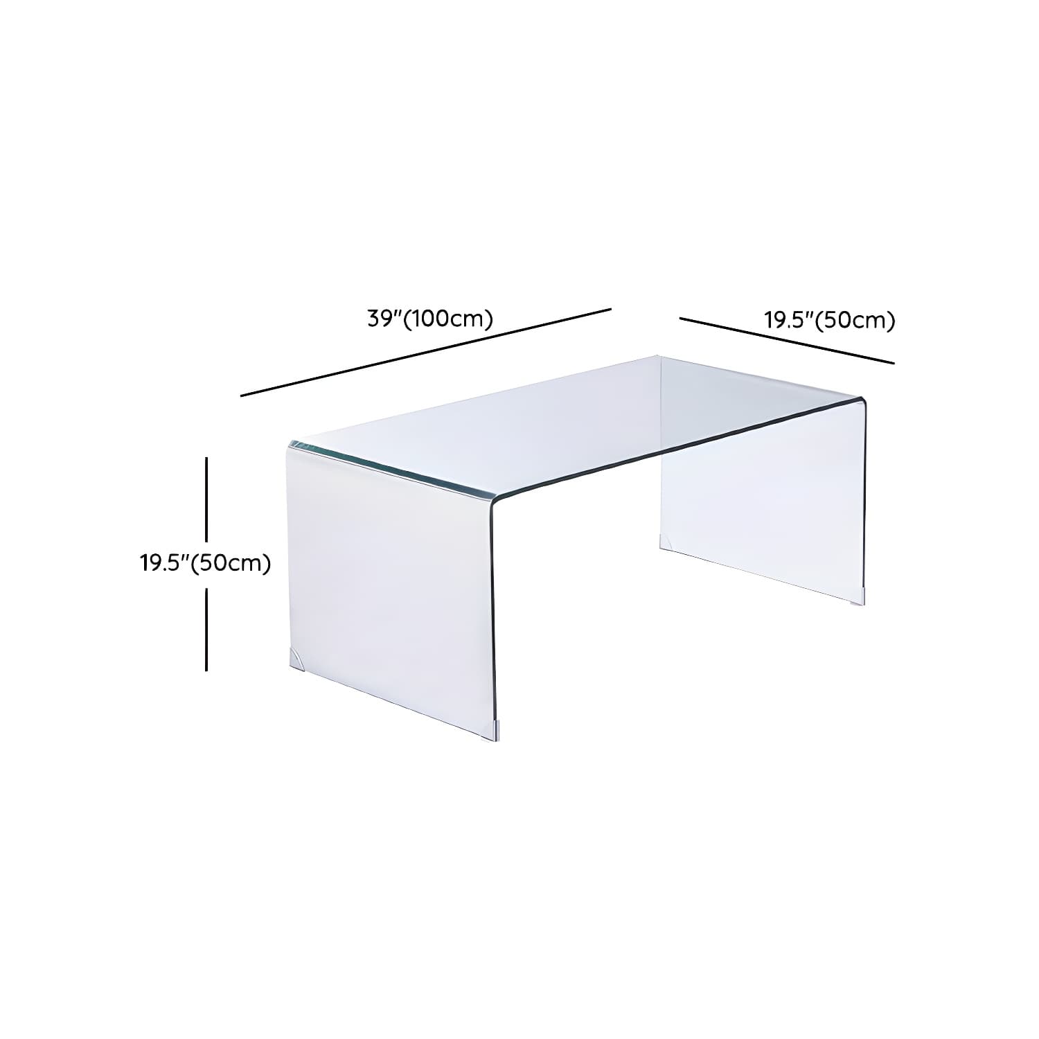 Modern Glass Coffee Table with Transparent Rectangular Top & Sleek Sled Base thumbnail 14