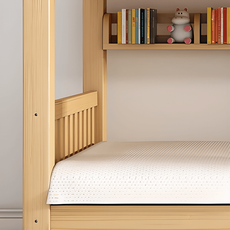 Timber Wood Color Bunk Bed with 2 Storage Boxes, Safety Guardrail & Compartment Bedroom thumbnail 8