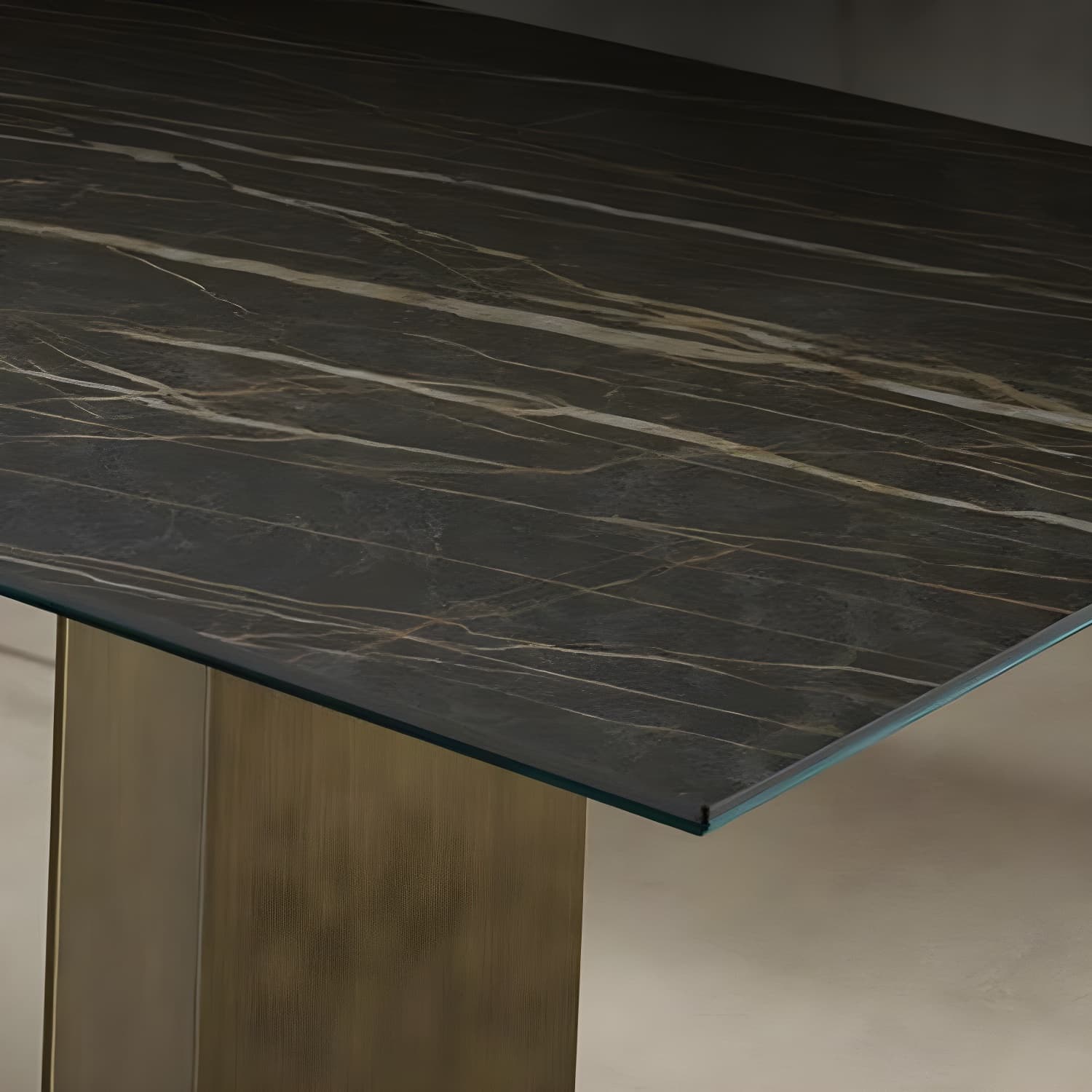 Rectangular Sintered Stone Dining Table Modern Furniture with Steel Base for Home thumbnail 6
