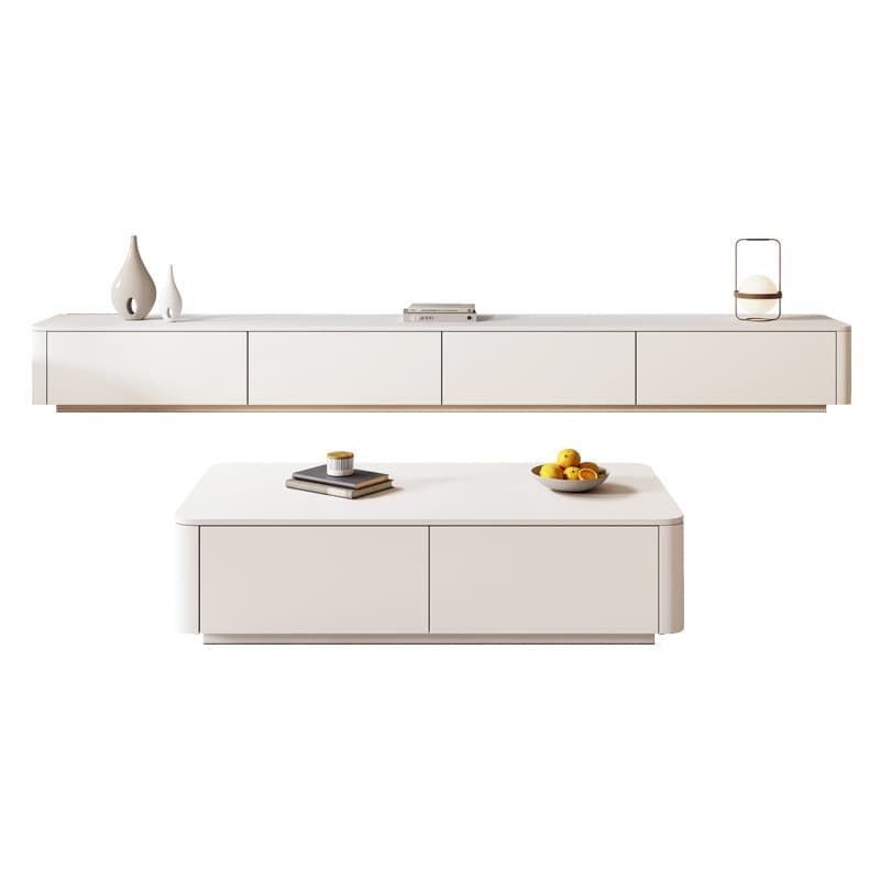 Ivory Rectangular Wall-supported TV Stand with 6 Drawers/5 Drawers thumbnail 5