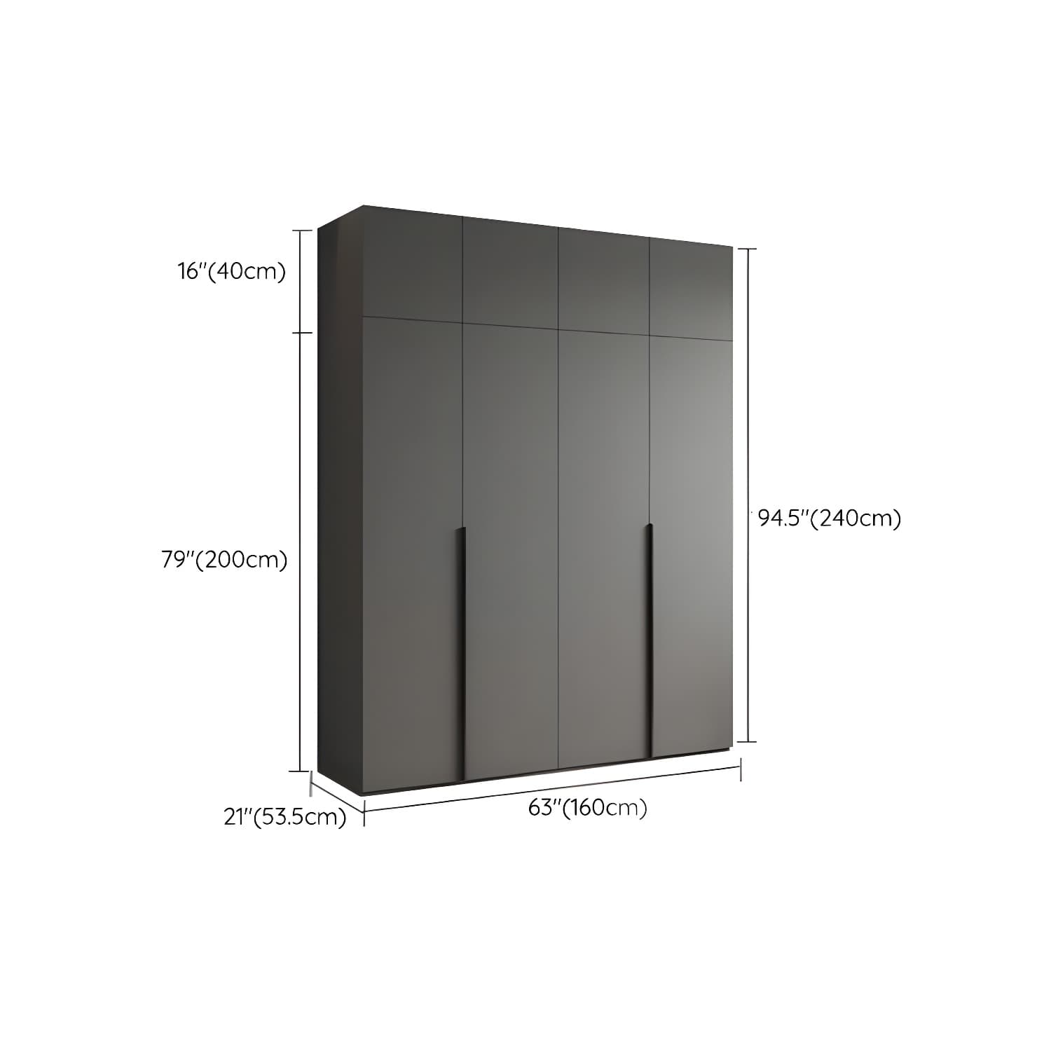 Modern Grey Wood Wardrobe Armoire with Drawers & Shelves for Ample Storage thumbnail 20