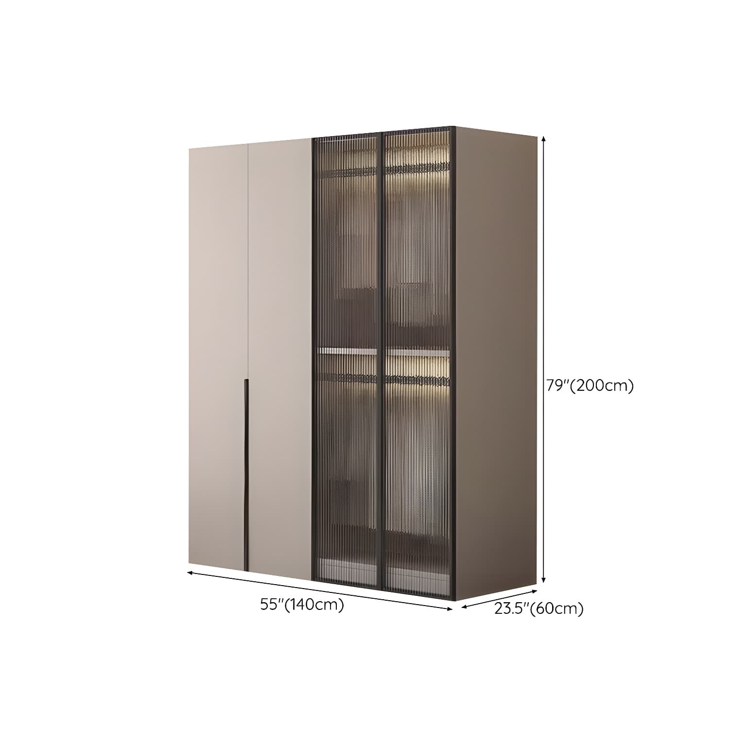 Modern Grey Wardrobe Armoire with Clothing Rod & Adjustable Shelves thumbnail 10