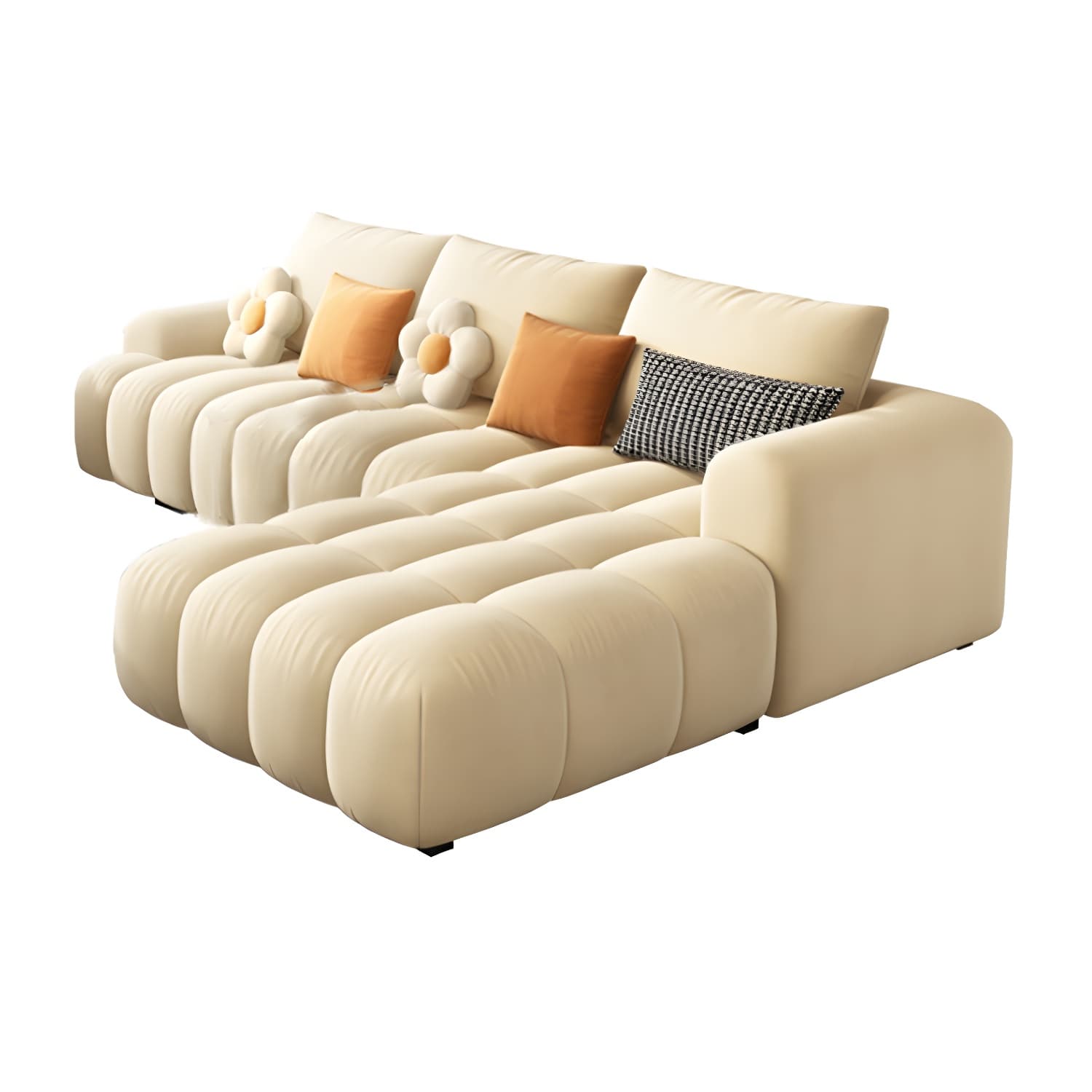 Modern Suede Sectional Sofa with Black Pine Wood Frame and Scratch Resistant Design thumbnail 11