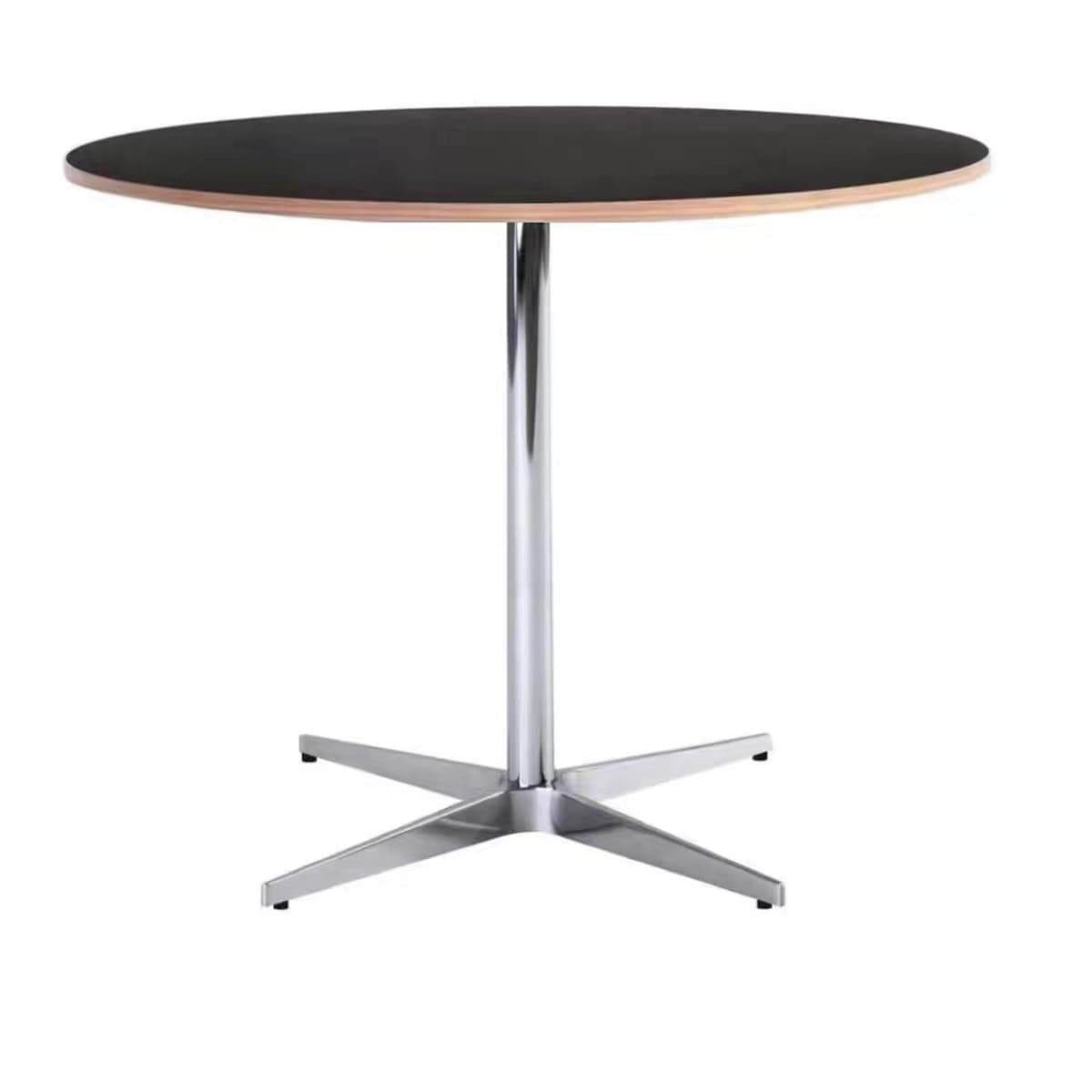 Trendy Orbicular Dining Table with Timber Top, Fixed Table Mechanism in Cerulean/Green/Apricot Color thumbnail 1