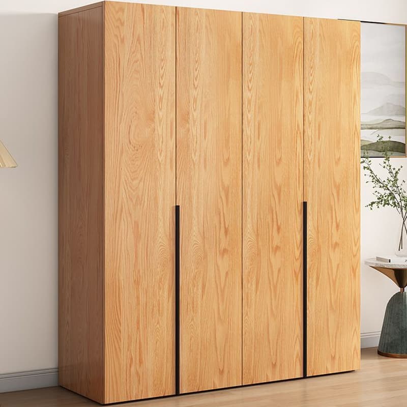 Natural Wood Freestanding Wardrobe Closet with Natural Doors thumbnail 10