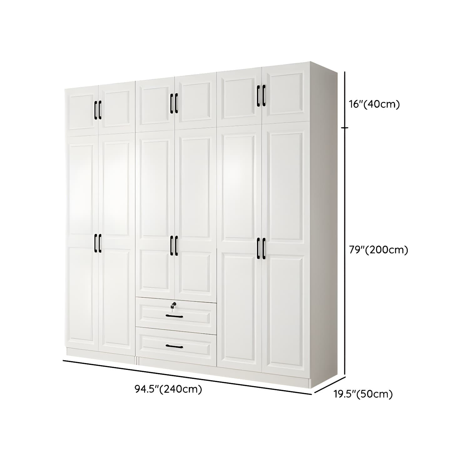 Wood White Modern Wardrobe Armoire with Drawers, Shelves, and Clothing Rod thumbnail 25