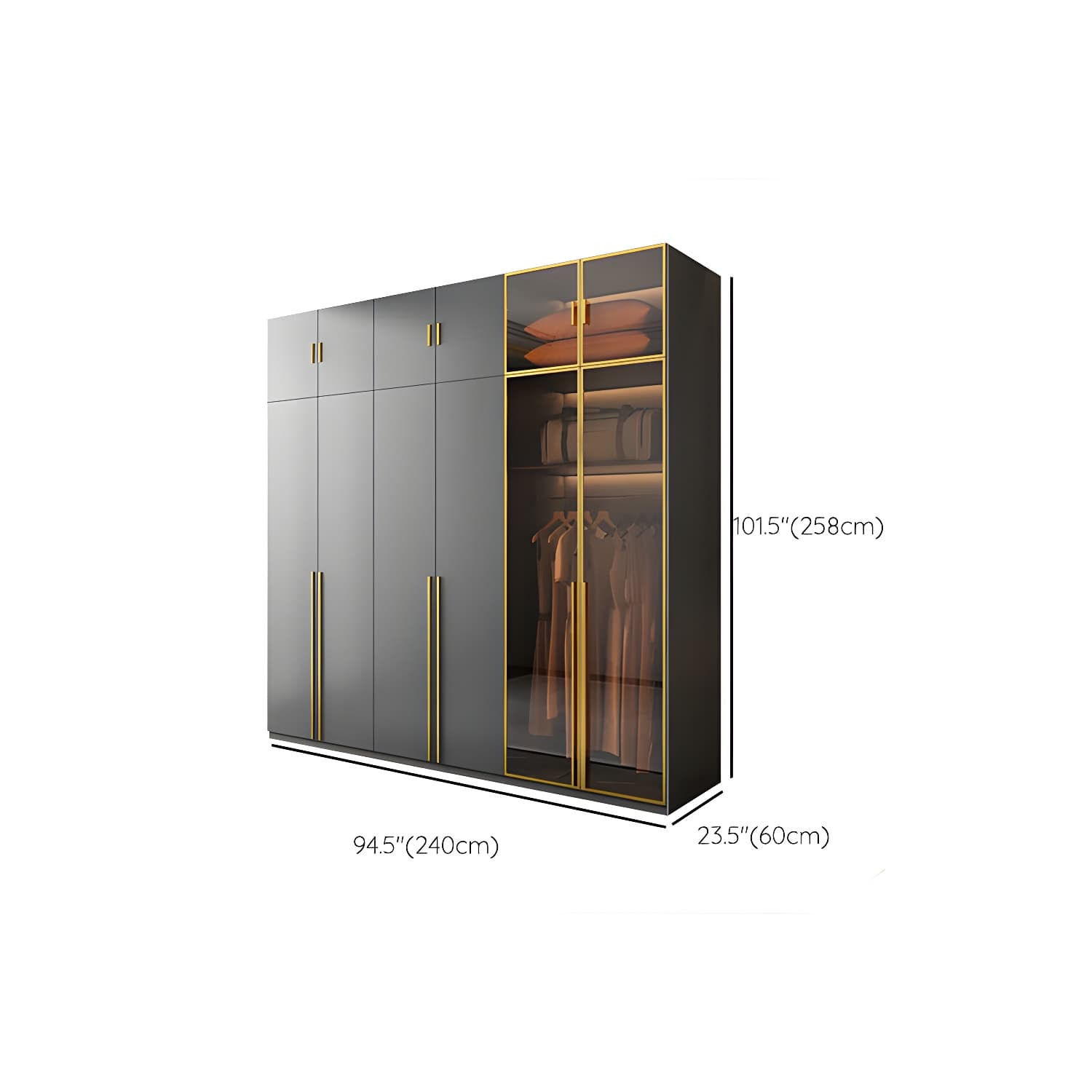 Modern Glass Wardrobe Wardrobe Armoire Wardrobe Cabinet for Home thumbnail 29