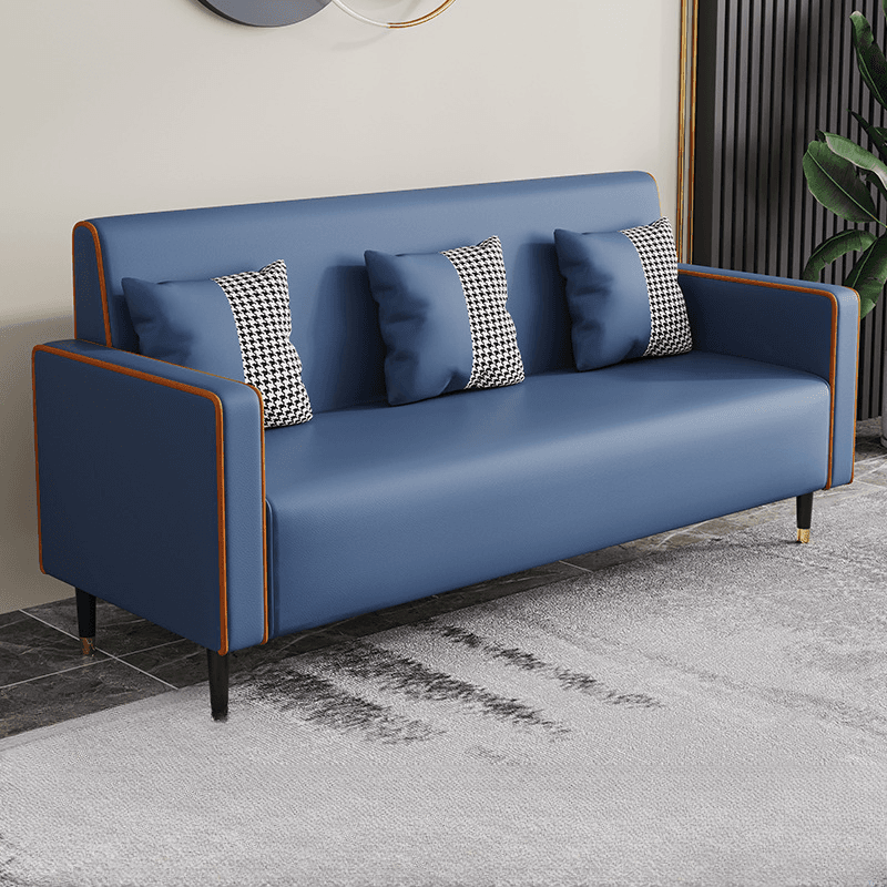 Casual Solid Color Water Resistant Sofa Couch in Grey/Cream/Citrus Color for 3 Person with Square Arm and 3 Pillows thumbnail 19