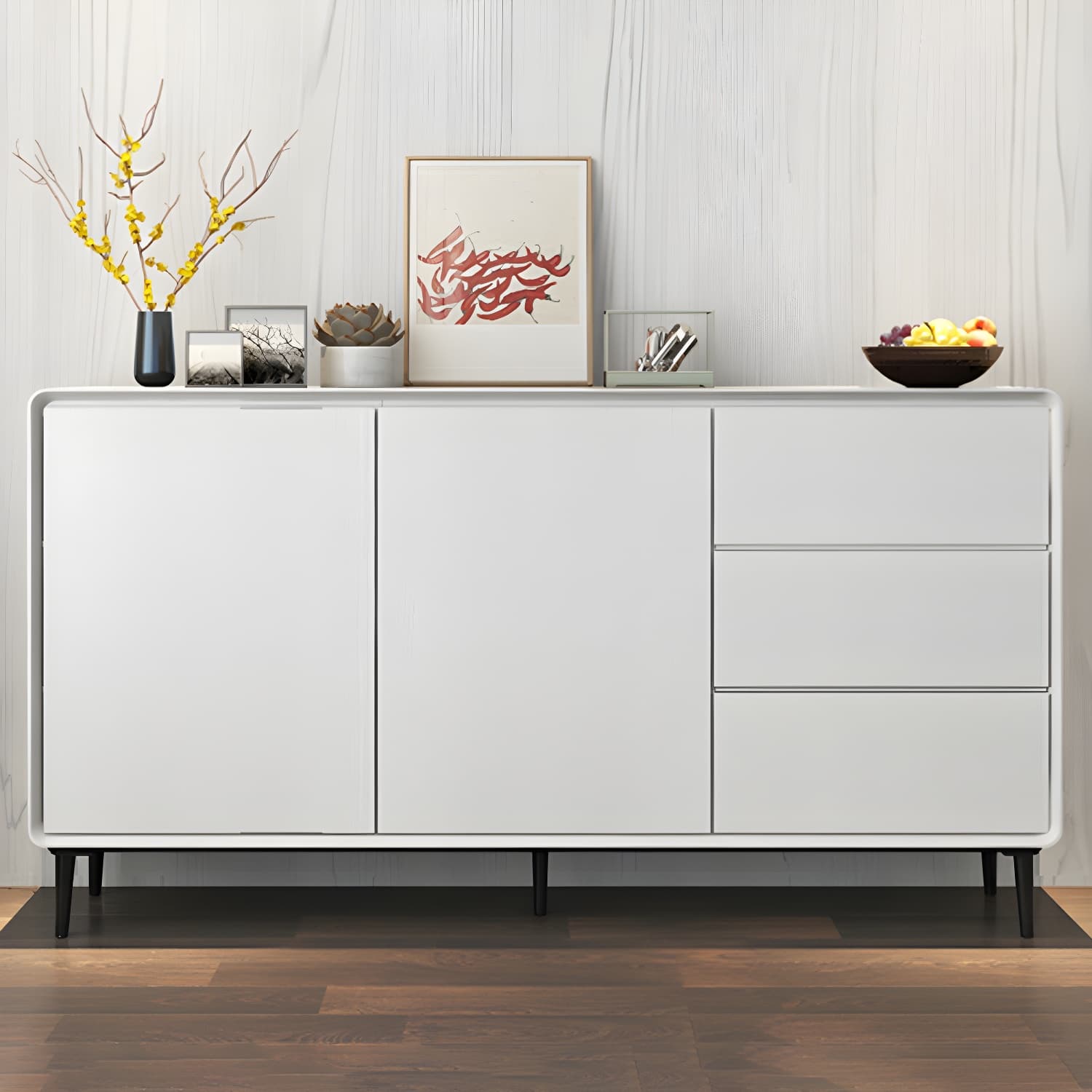 Modern Wood Buffet Sideboard Cabinet with 2 Doors and 3 Drawers thumbnail 13