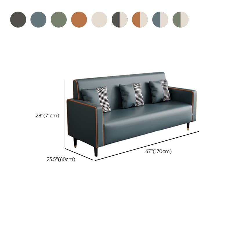 Casual Solid Color Water Resistant Sofa Couch in Grey/Cream/Citrus Color for 3 Person with Square Arm and 3 Pillows thumbnail 22