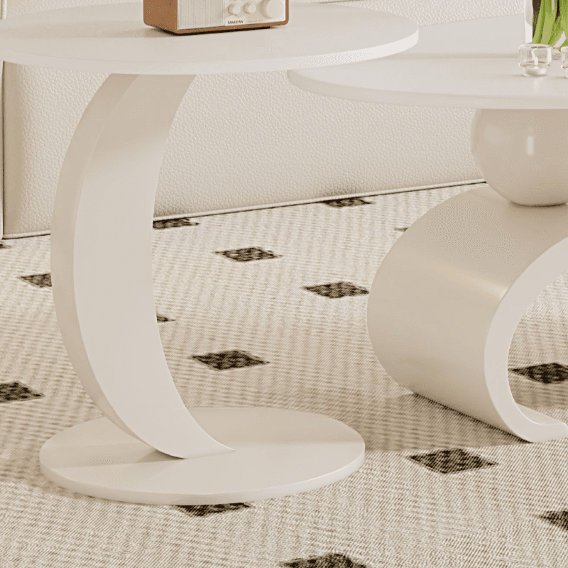 Simple Rock Coffee Table Chalk Scratch-proofed with Oblong/Circular Tabletop & Abstract/Stump Base for Foyer thumbnail 6