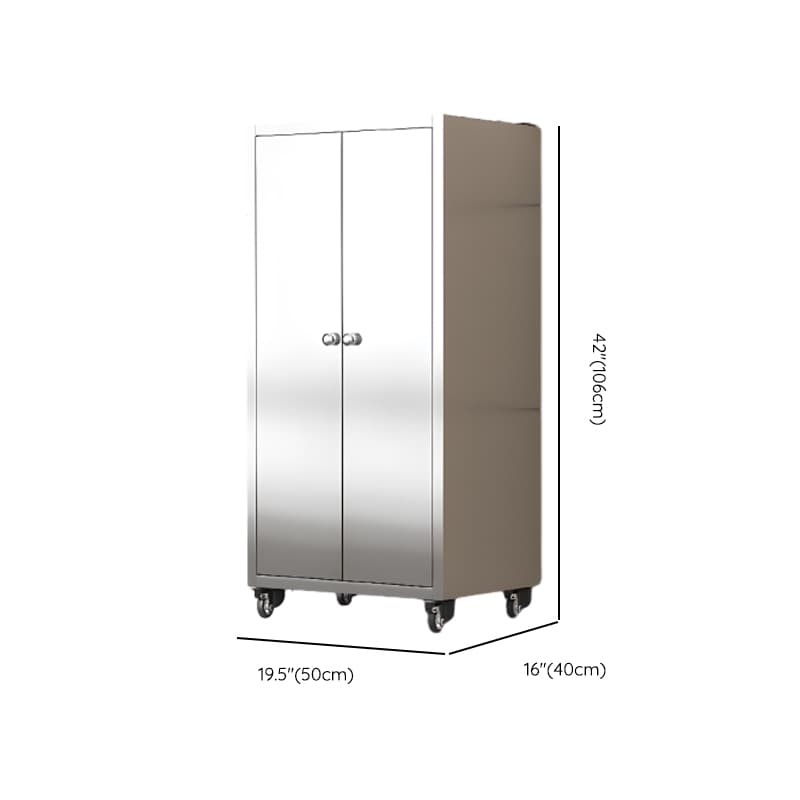 Metallic Sideboard on Roller Wheels with Stainless Steel Countertop thumbnail 17