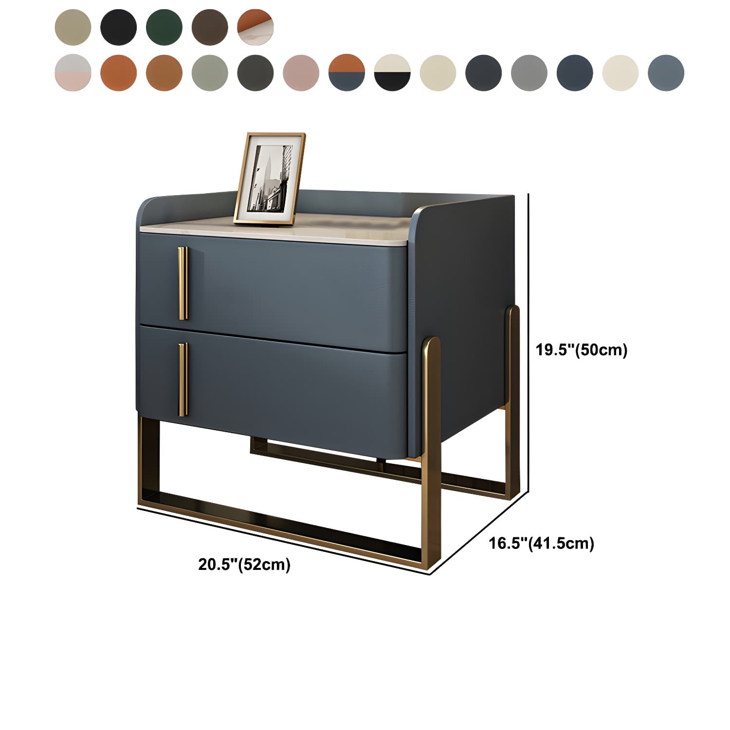 Glam Nightstand with 2 Drawer 20-inch Tall Leather Night Table thumbnail 25