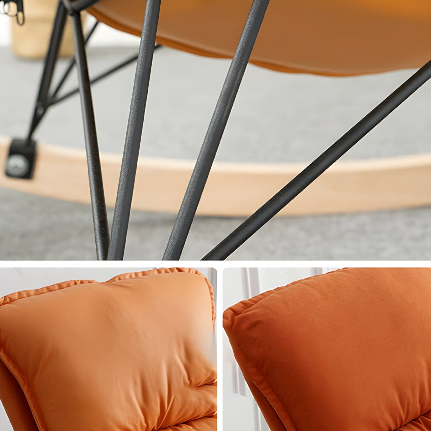 Modern Upholstered Rocking Chair and Ottoman Set - Natural Wood Legs, Stylish Design for Home Decor thumbnail 17