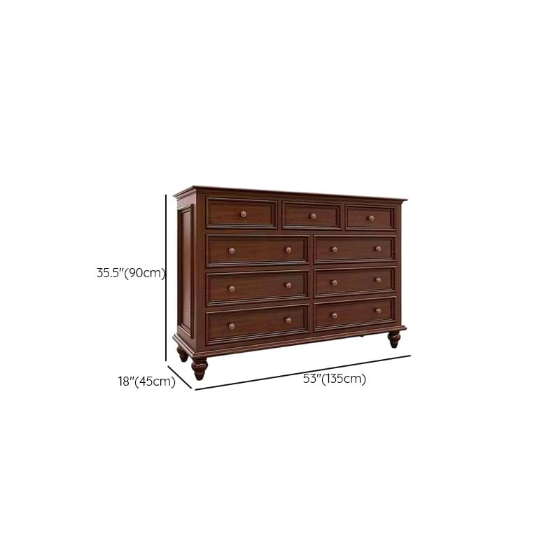Cocoa Casual Ash Wood Double Dresser/Lingerie Chest with 9/8/6 Drawers, Horizontal/Vertical thumbnail 14