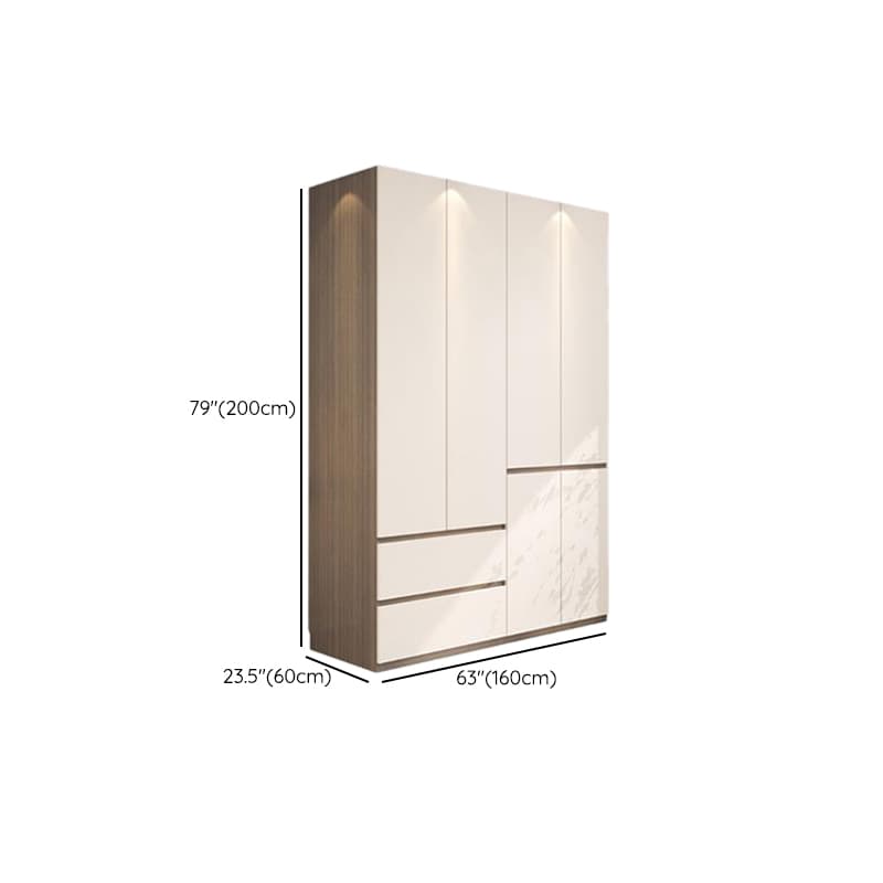 Beige Modish Armoire Cabinet in Manufactured Wood with Soft Close Drawer, Soft Close Door, Interior Shelves, and Clothing Rod thumbnail 12