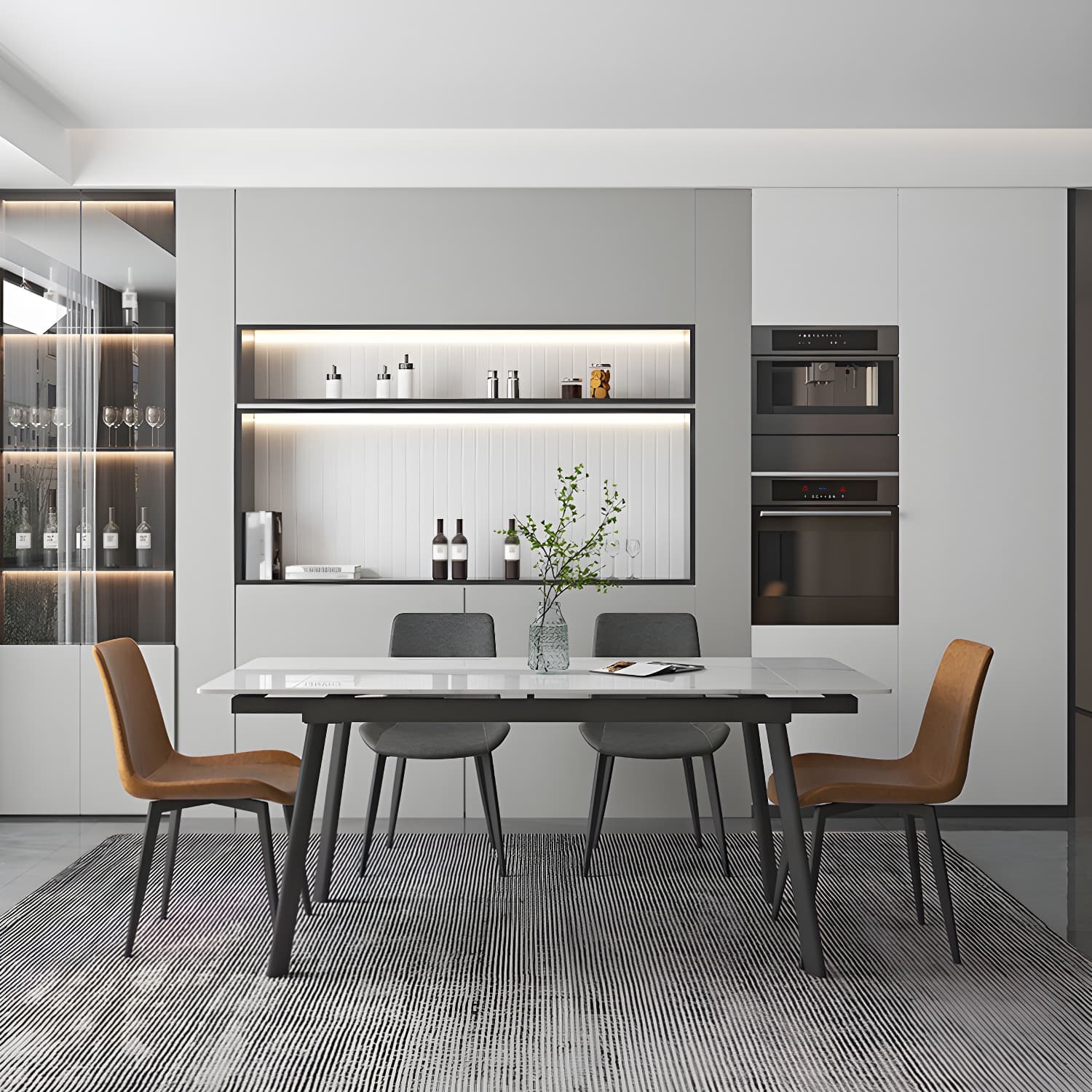 Contemporary 1/4/5/7 Pieces Dining Set Rectangle Dining Table Set with 4 Legs thumbnail 2