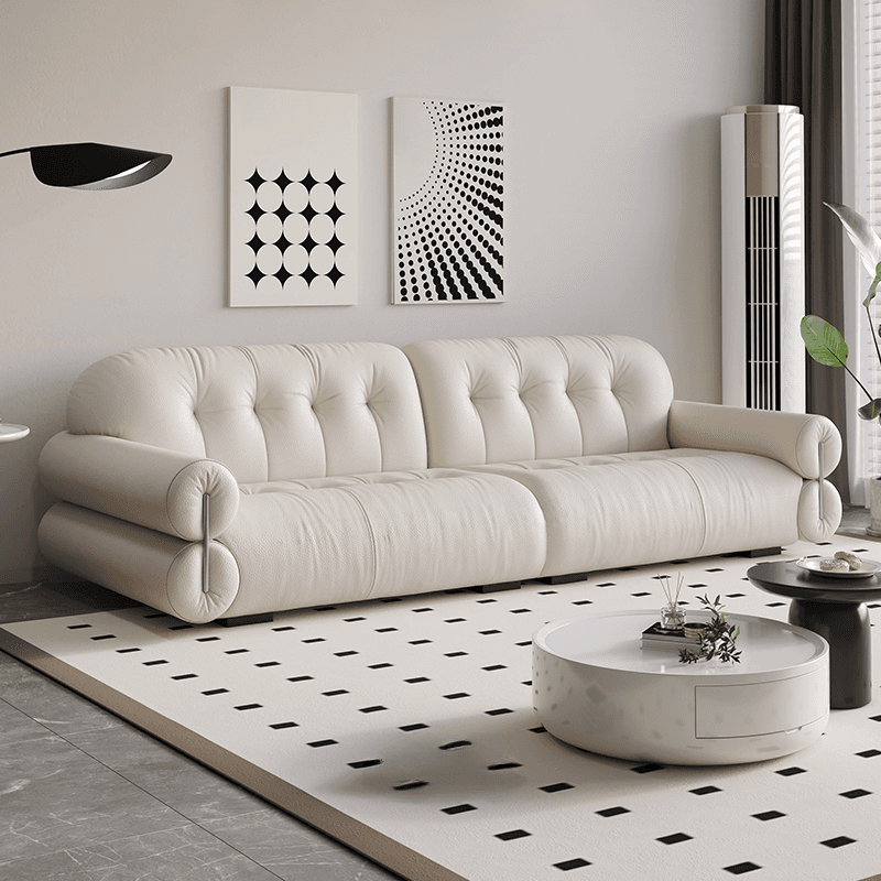 Tear Resistant Standard Sofa with Pu/Flannel Upholstery in White/Sage/Light Brown thumbnail 6