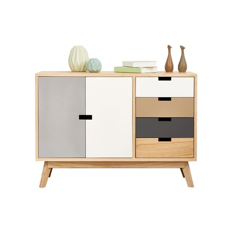 Five-Drawer Wooden Dresser, Natural Color, Modern Design, 50in Length, Pre-Drilled thumbnail 3