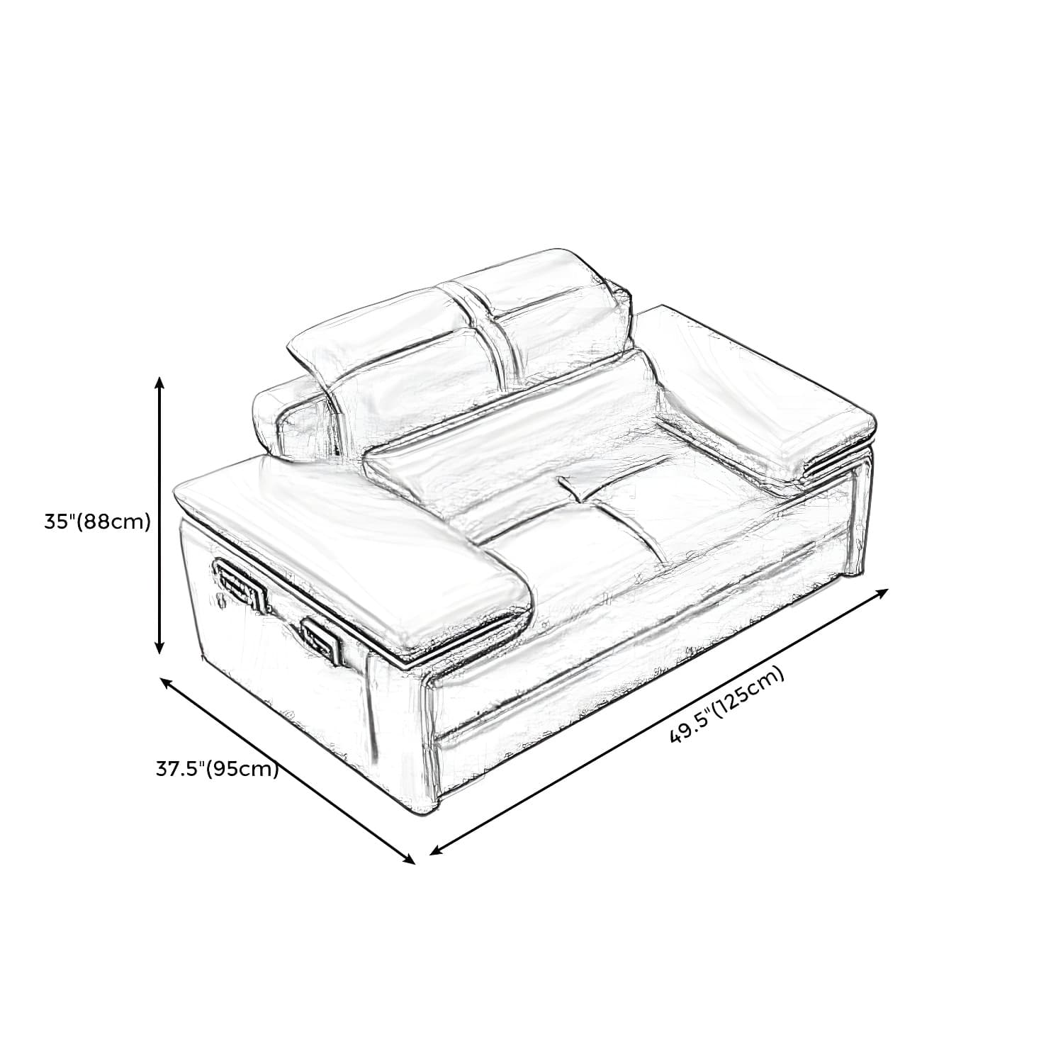 Genuine Leather Sectional 34.65"High Pillow Top Arm Sofa with Storage, Blue thumbnail 13