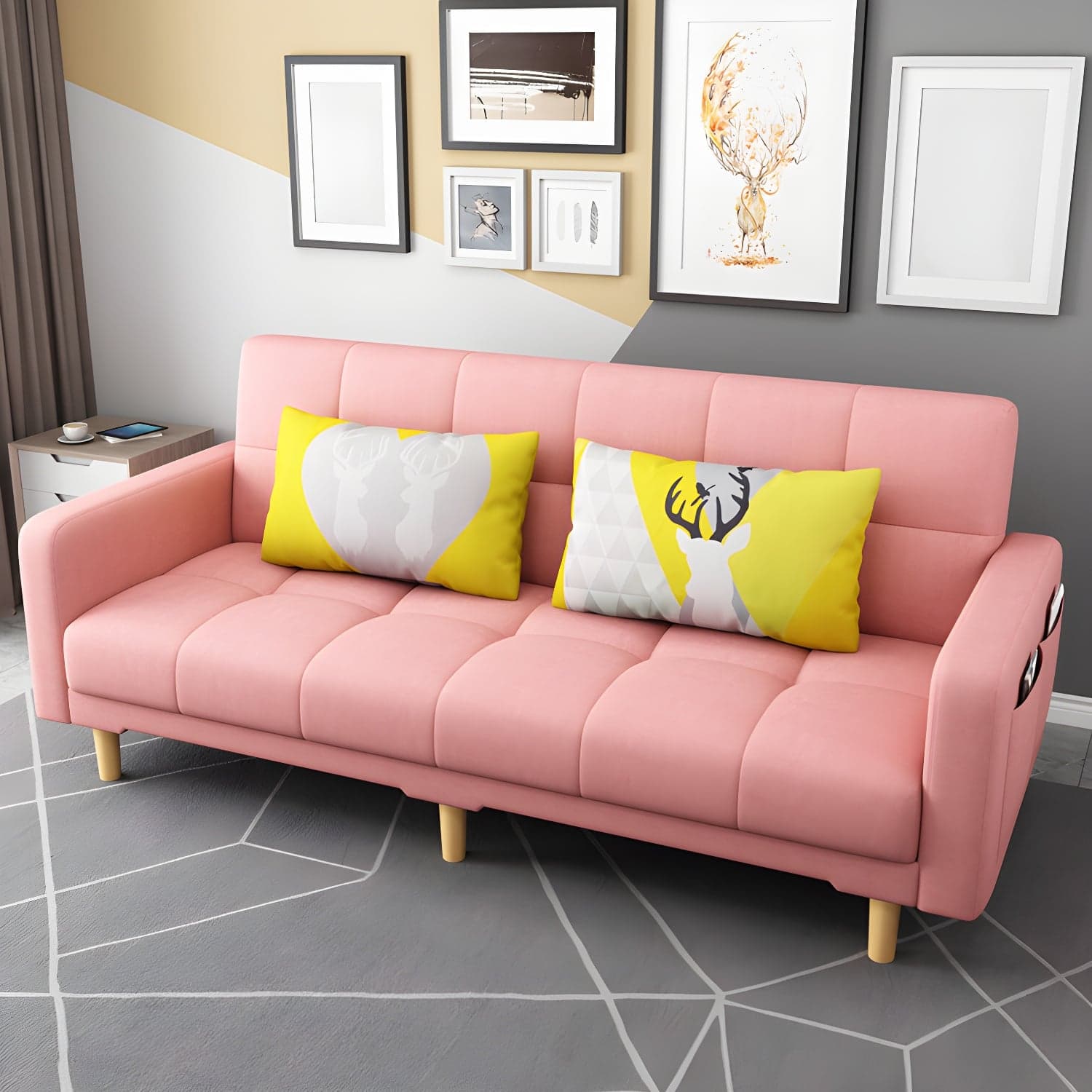 Square Arm Modern Storage Sofa with Biscuit Back Convertible Sofa for Living Room thumbnail 10