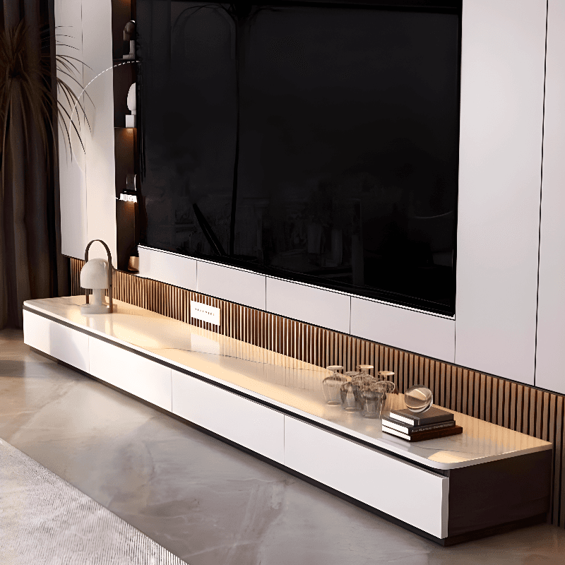 Chalk Modern Stone TV Stand with 5-Drawer/4-Drawer and Cable Management thumbnail 3