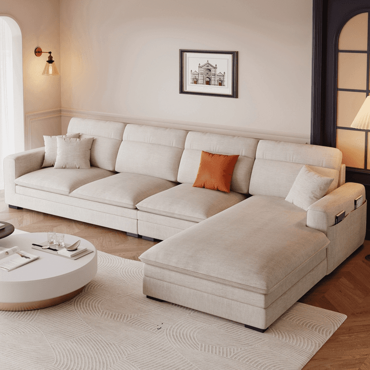 L-Shape/Straight Sofa Recliner/Sofa Couch with Concealed Support and Pine Wood Frame thumbnail 6