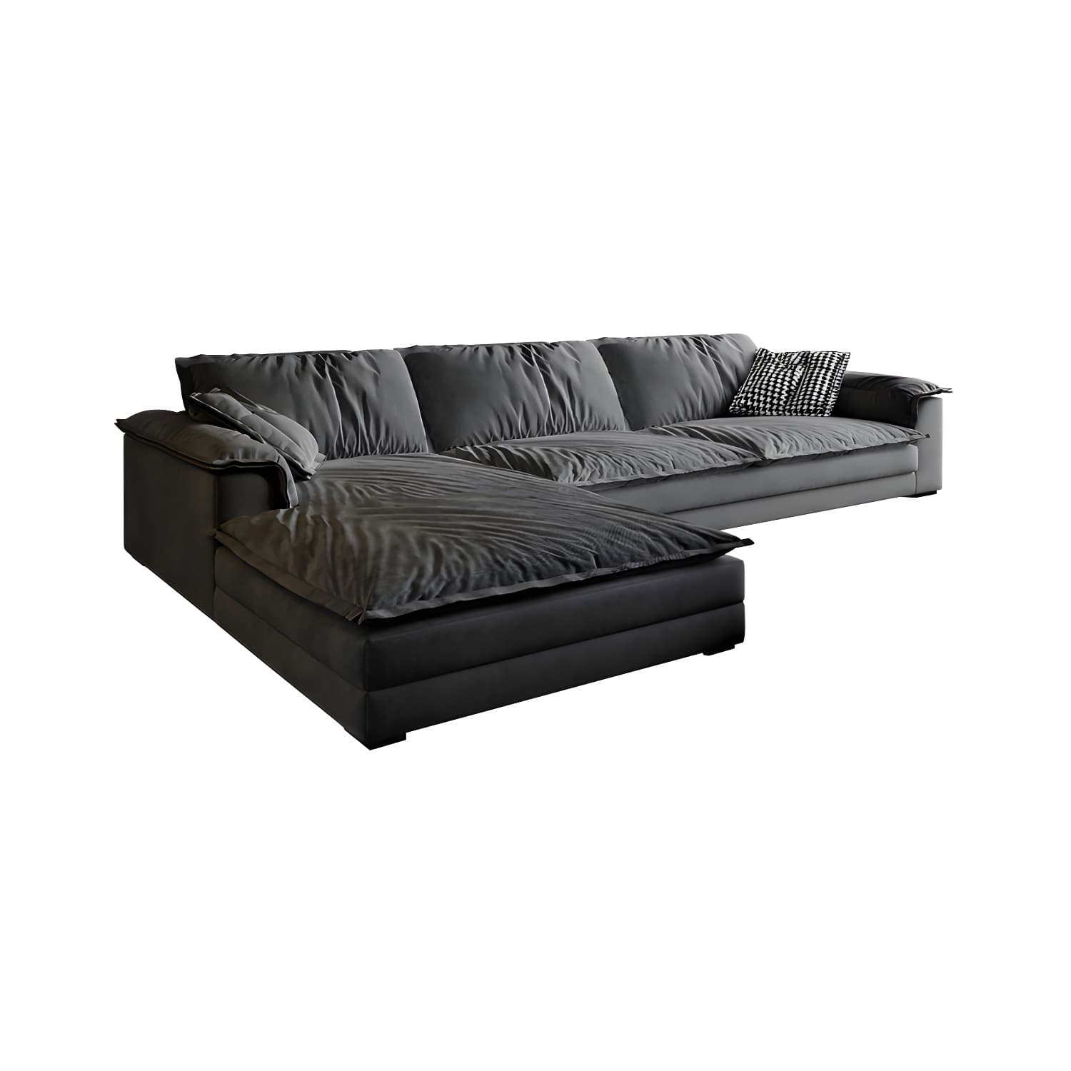 Stain-Resistant Dark Gray Contemporary Square Arm Solid Wood Sofa thumbnail 5