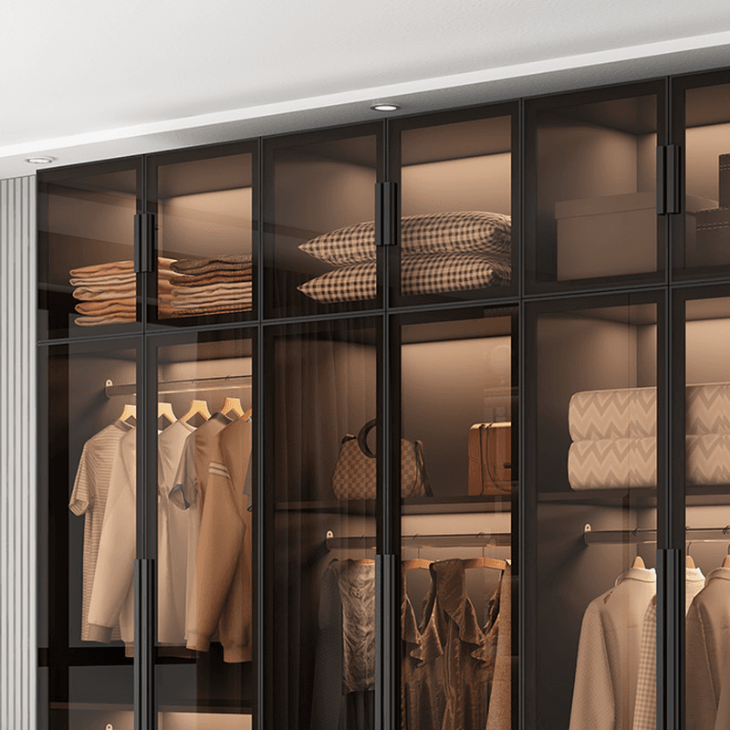 Ink-Colored Manufactured Wood Detached Wardrobe Closet with Soft Close Drawer, Door, Interior Shelves, and Clothing Rod thumbnail 8