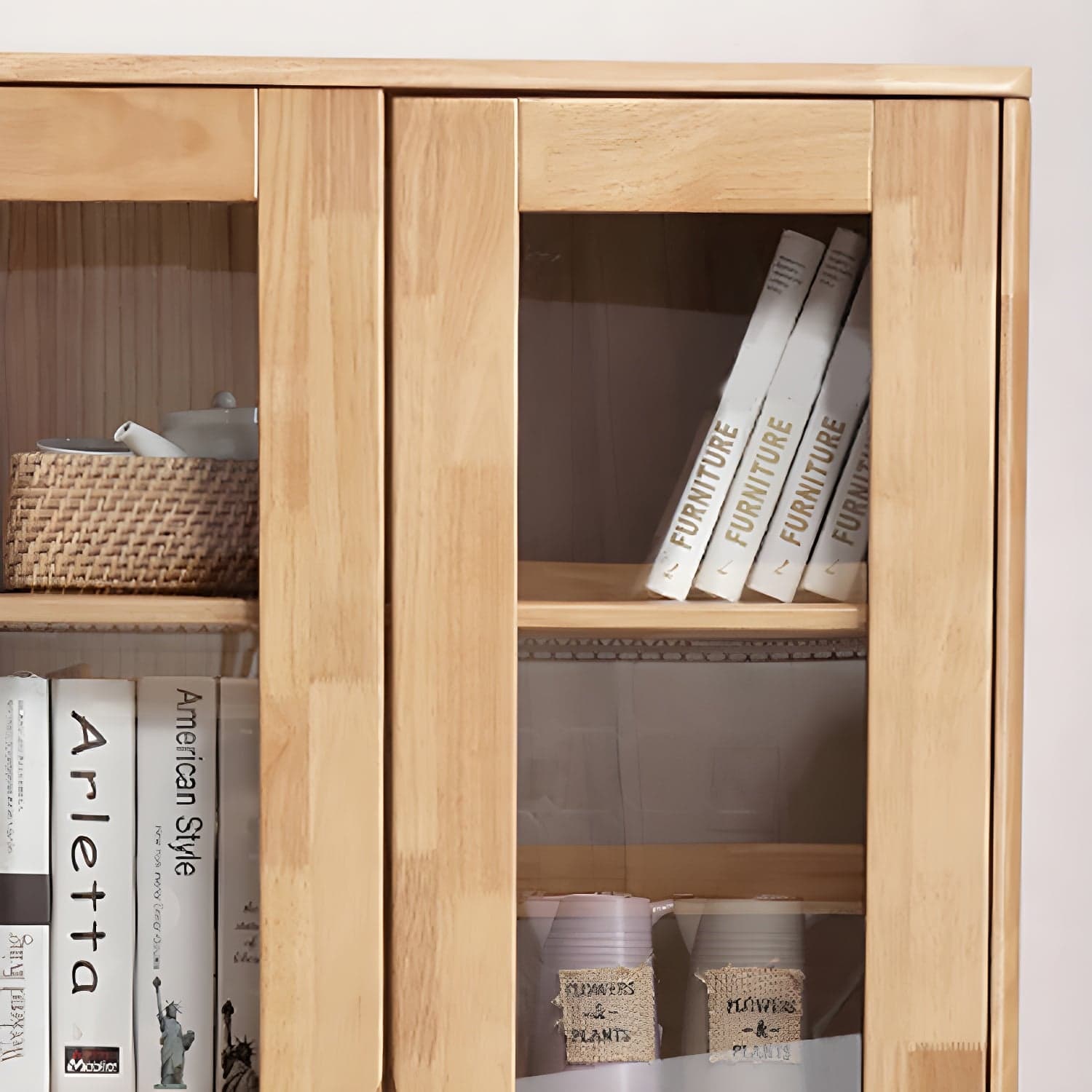 Glass Door Accent Cabinet 76.77" Tall Wood Cabinet with Drawers thumbnail 7