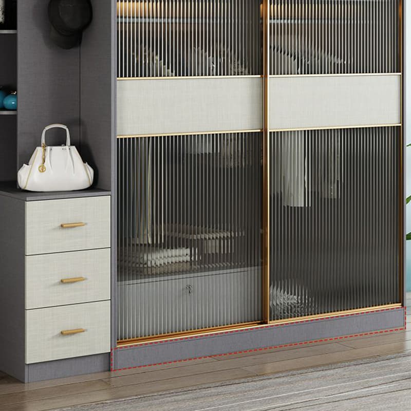 Contemporary Grey Wood Freestanding Cabinet Armoire with Lock, Interior Shelves & Soft Close Drawer thumbnail 11