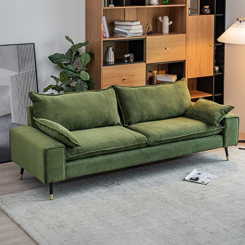 Modern Olive Green/Ink/Lemon Color Solid Color Leather/Corduroy Sofa Couch for Seats 4/Seats 3/Seats 2 thumbnail 4