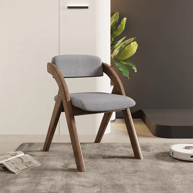 Casual Collapsible Side Chair with Midnight Black/Walnut/Wood Grain Rubberwood Legs and Upholstered Uncovered Back thumbnail 8