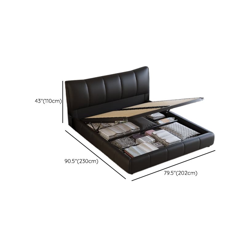 Ink Simplistic Storage Bed/Platform Bed in Genuine Leather with Leg for Bedroom thumbnail 15