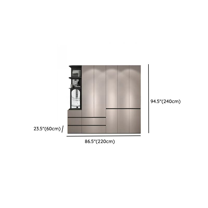 Sand Minimalist Laminate Cabinet Armoire with Soft Close Drawer, Soft Close Door, Interior Shelves, and Clothing Rod thumbnail 23