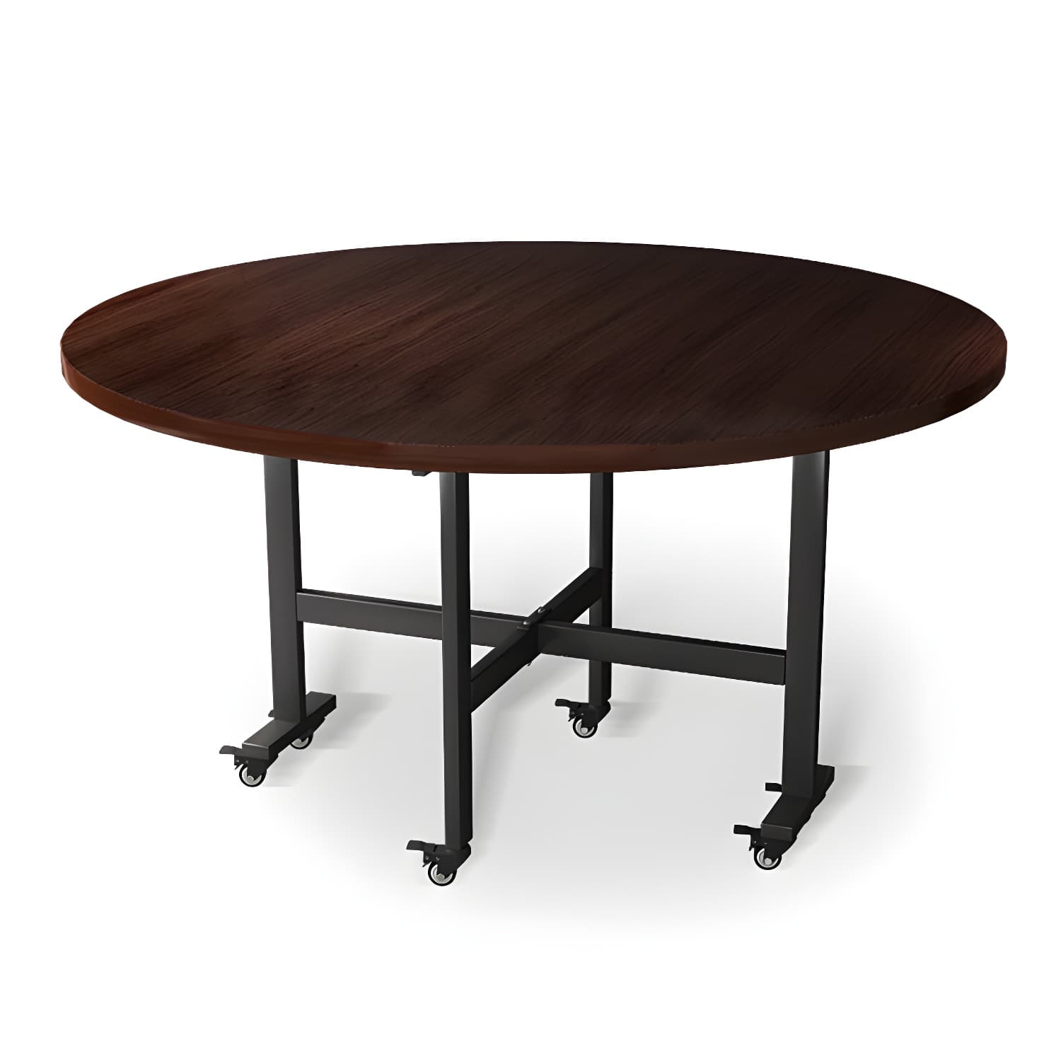 Modern Foldable Dining Table Round Wood Tabletop with Metal Legs thumbnail 9
