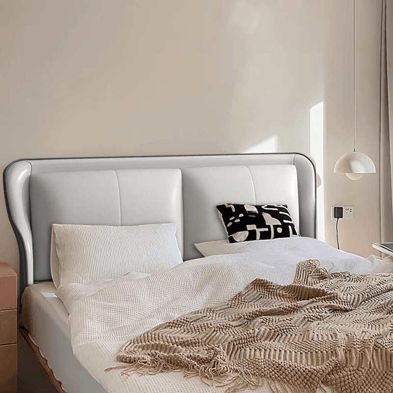 Trendy Wingback Headboard with No Distressing in Natural Wood, Rectangle Shape for Full/Queen Bed with Sponge Upholstery and Standard Height thumbnail 9